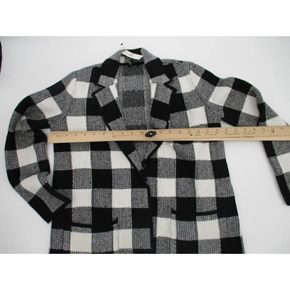 Talbots Womens Blazer P Petites Black White Plaid Business Casual Cotton Preppy